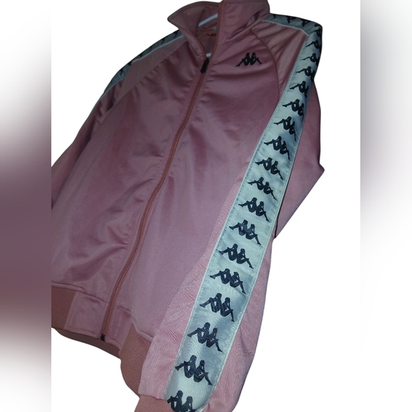 Kappa Pink Track Jacket W/ White Striped Logo On Sleeves Size Small - Picture 4 of 15
